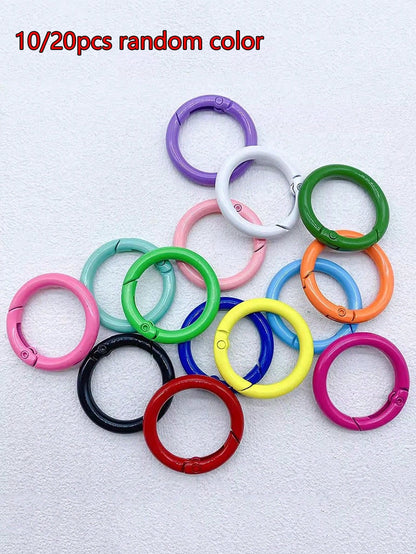 Yogodlns 10/20Pcs 33mm Colors Metal O Ring Spring Clasp Openable Round Carabiner Keychain Clips Hook Dog Chain DIY Jewelry Buckle Connector 33mm Colorful Macaron Alloy Replacement Rings For All Kinds