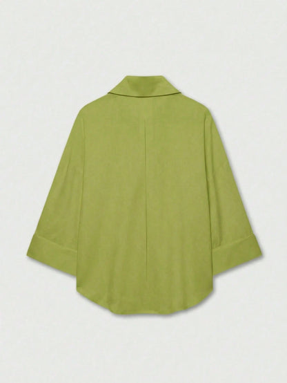 YROOE Women's Casual Simple Versatile Shirt, Minimalist/Business Casual/Daily Commute/Elegant, Fashion Loose Collar Wide Sleeve Blouse For Spring/Summer/Autumn/Winter