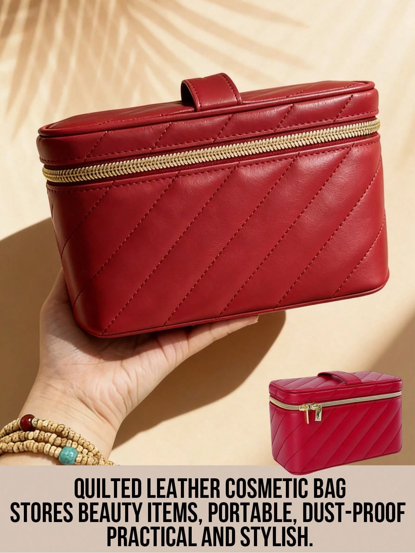 YSL Saint Laurent Red Leather Makeup Box 12*20cm, Large Capacity Storage, Dust-Proof And Durable, Easy To Clean, Lightweight And Portable, Suitable For Personal Use Or Gift