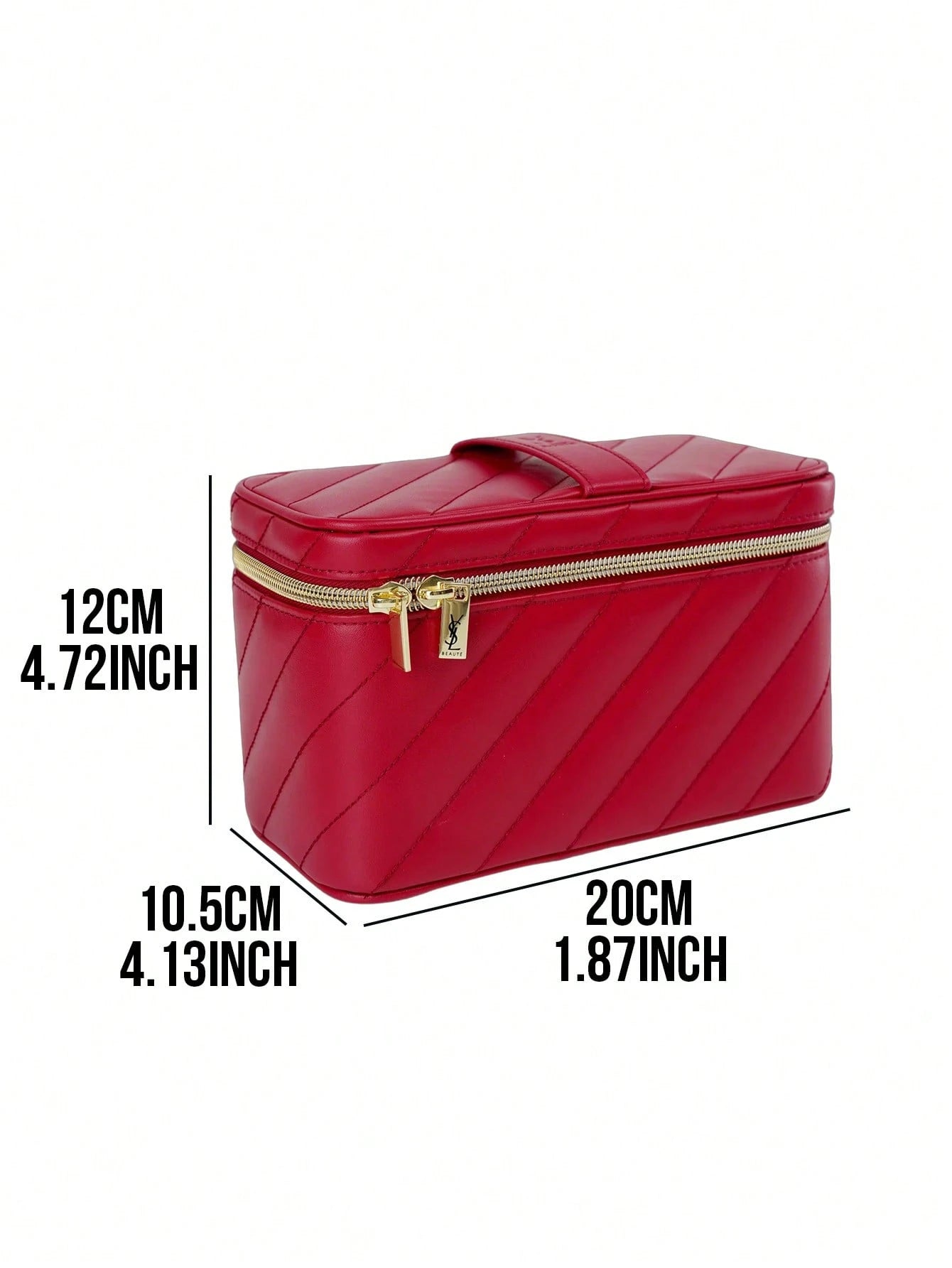 YSL Saint Laurent Red Leather Makeup Box 12*20cm, Large Capacity Storage, Dust-Proof And Durable, Easy To Clean, Lightweight And Portable, Suitable For Personal Use Or Gift