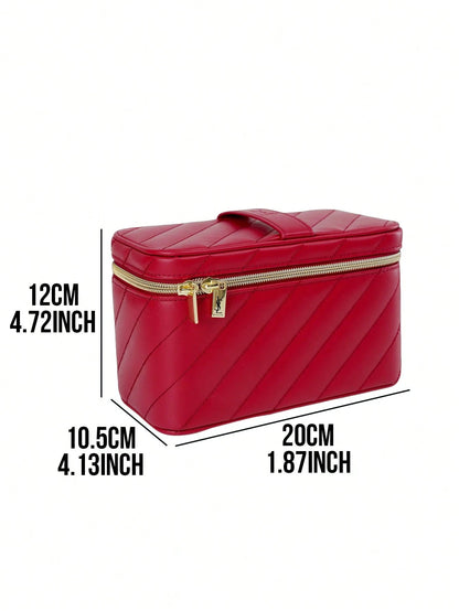 YSL Saint Laurent Red Leather Makeup Box 12*20cm, Large Capacity Storage, Dust-Proof And Durable, Easy To Clean, Lightweight And Portable, Suitable For Personal Use Or Gift
