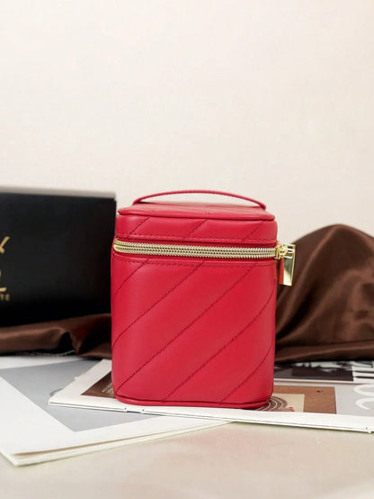 YSL Saint Laurent Red Leather Makeup Box 12*20cm, Large Capacity Storage, Dust-Proof And Durable, Easy To Clean, Lightweight And Portable, Suitable For Personal Use Or Gift