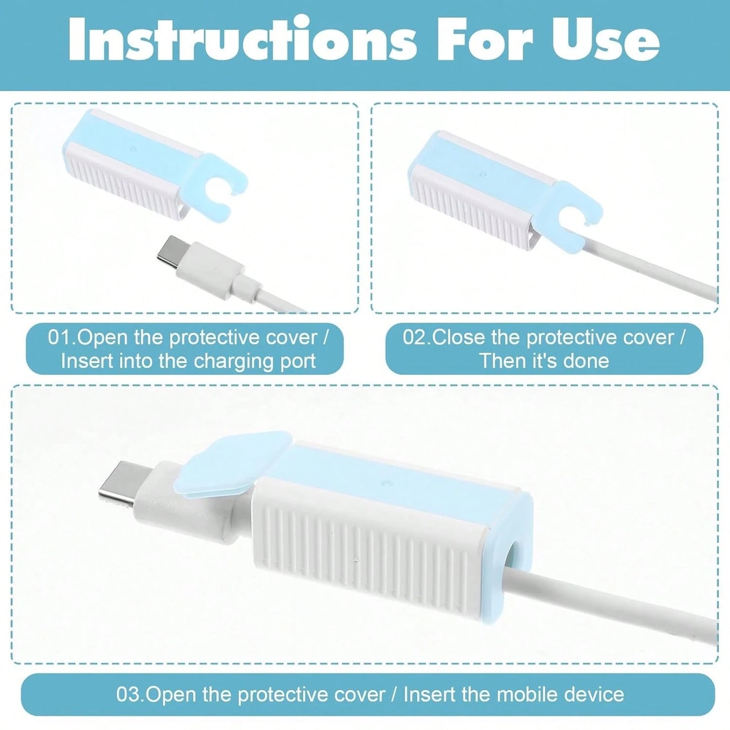 Yuanchu 10Pcs Baby Proof Charger Cord Protectors, Childproof USB Charger Cords Covers Universal Toddlers Safety Phone Power Outlet Protector Covers Electrical Cord Cover(Blue And White)