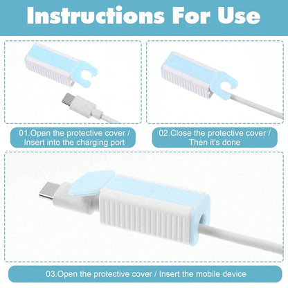 Yuanchu 10Pcs Baby Proof Charger Cord Protectors, Childproof USB Charger Cords Covers Universal Toddlers Safety Phone Power Outlet Protector Covers Electrical Cord Cover(Blue And White)