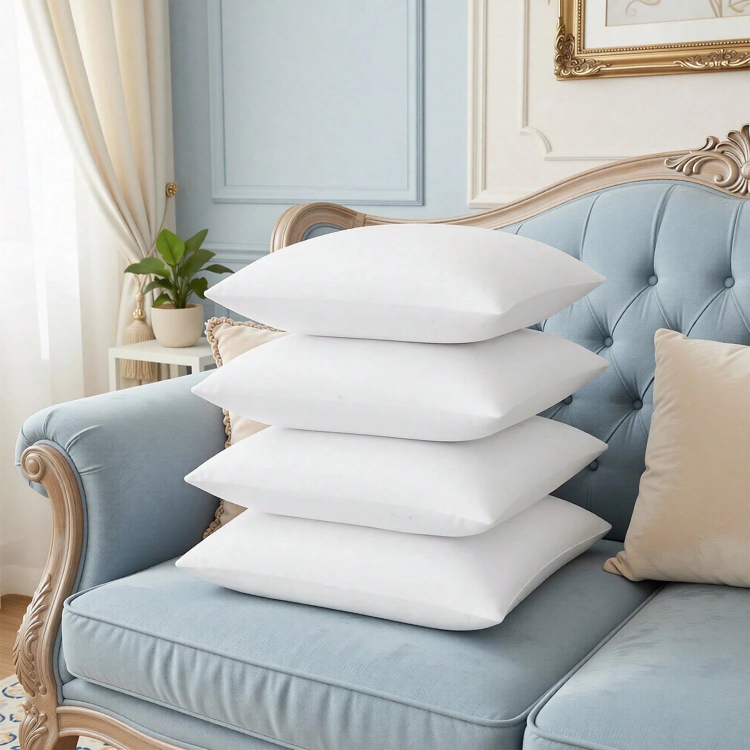 YUNDO 18-Inch 20-Inch 22-Inch Multi-Pack White Pillow Inserts, 2pcs 4pcs 100% Microfiber Filled. Compatible With Various Pillowcases, Machine Washable & Hypoallergenic, Bohemian Style. Suitable For Be