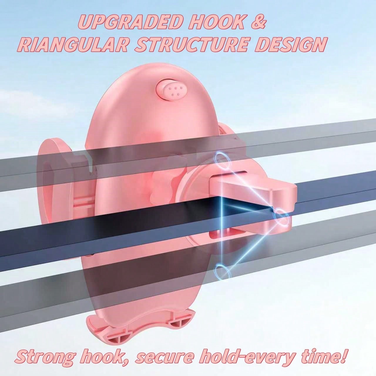 YWOR Pink Car Phone Holder [Sturdy & Secure] Car Air Vent Phone Holder, Hands-Free Operation, Easy Grip, Compatible With IPhone And Android Smartphones, Pink Car Accessory.