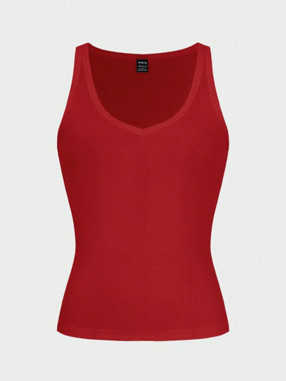 Zavorell Sultry Sexy Style Knit Sports Tank Top, Slim Fit Red Tank Top Women Red Top Women Red Tank Tops