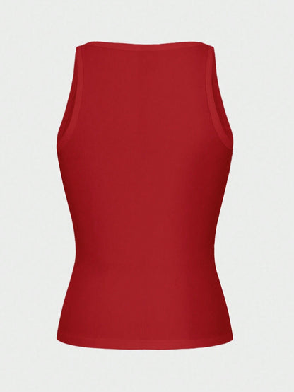 Zavorell Sultry Sexy Style Knit Sports Tank Top, Slim Fit Red Tank Top Women Red Top Women Red Tank Tops
