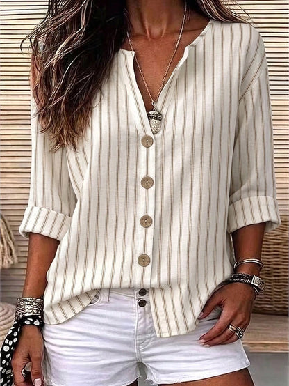 Zayélia Lady's Smooth-Woven Elegant And Simple Casual Summer Blouse, Work Shirt