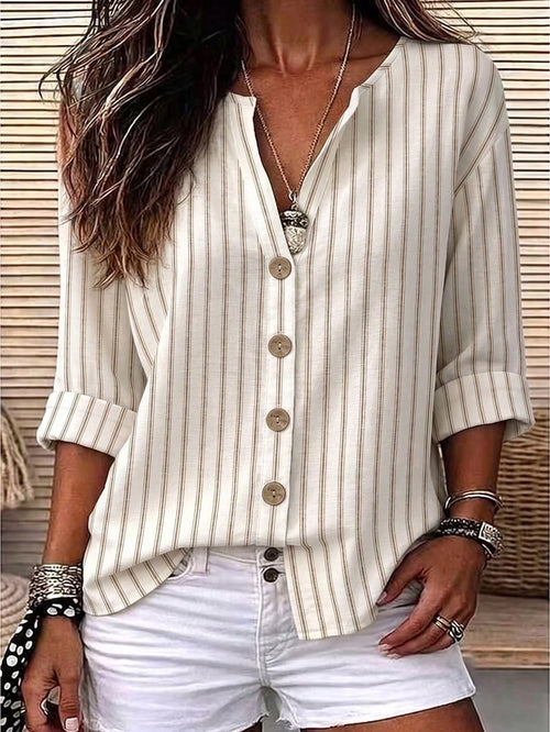 Zayélia Lady's Smooth-Woven Elegant And Simple Casual Summer Blouse, Work Shirt