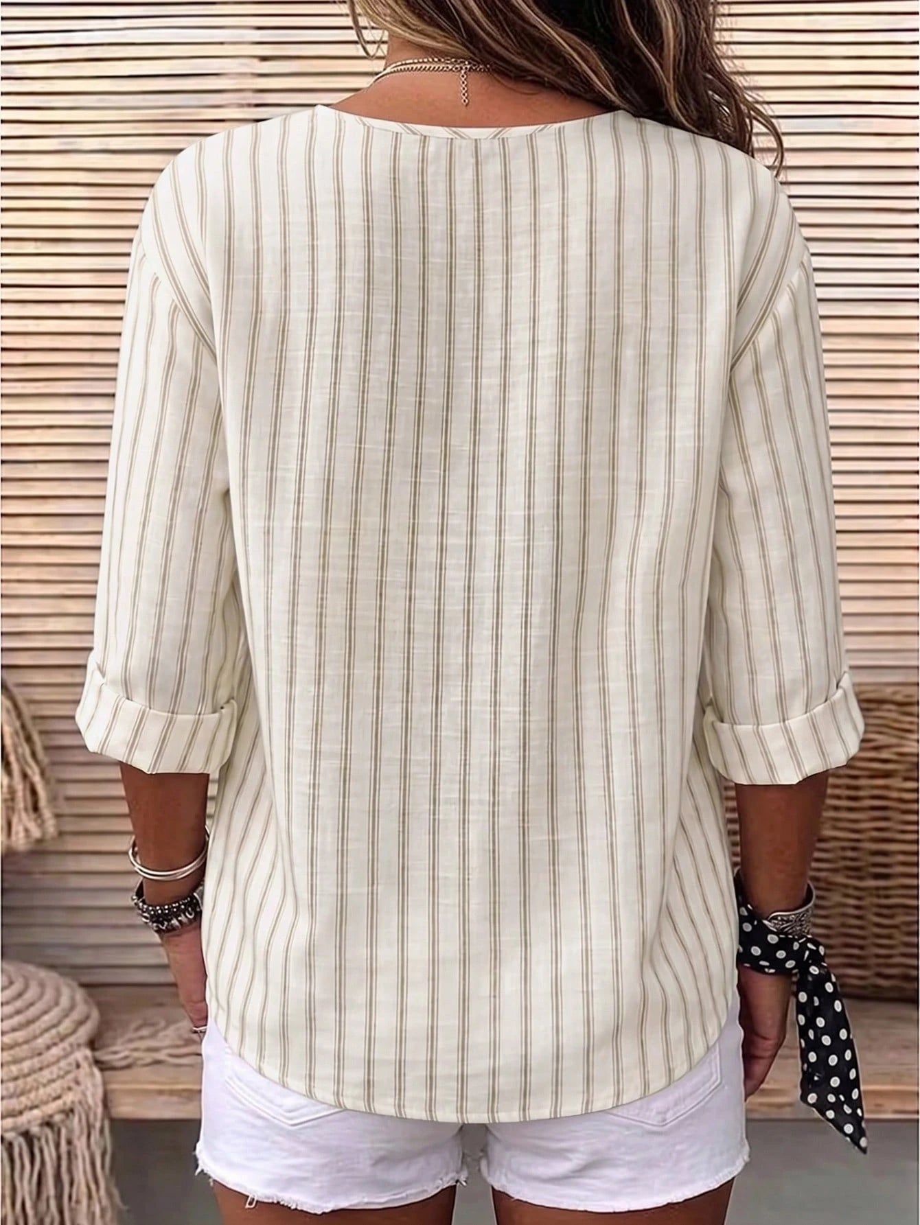Zayélia Lady's Smooth-Woven Elegant And Simple Casual Summer Blouse, Work Shirt