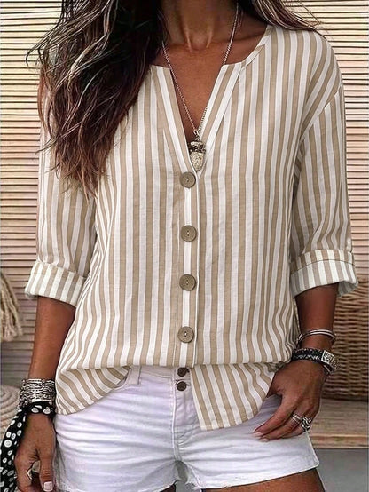 Zayélia Lady's Smooth-Woven Elegant And Simple Casual Summer Blouse, Work Shirt