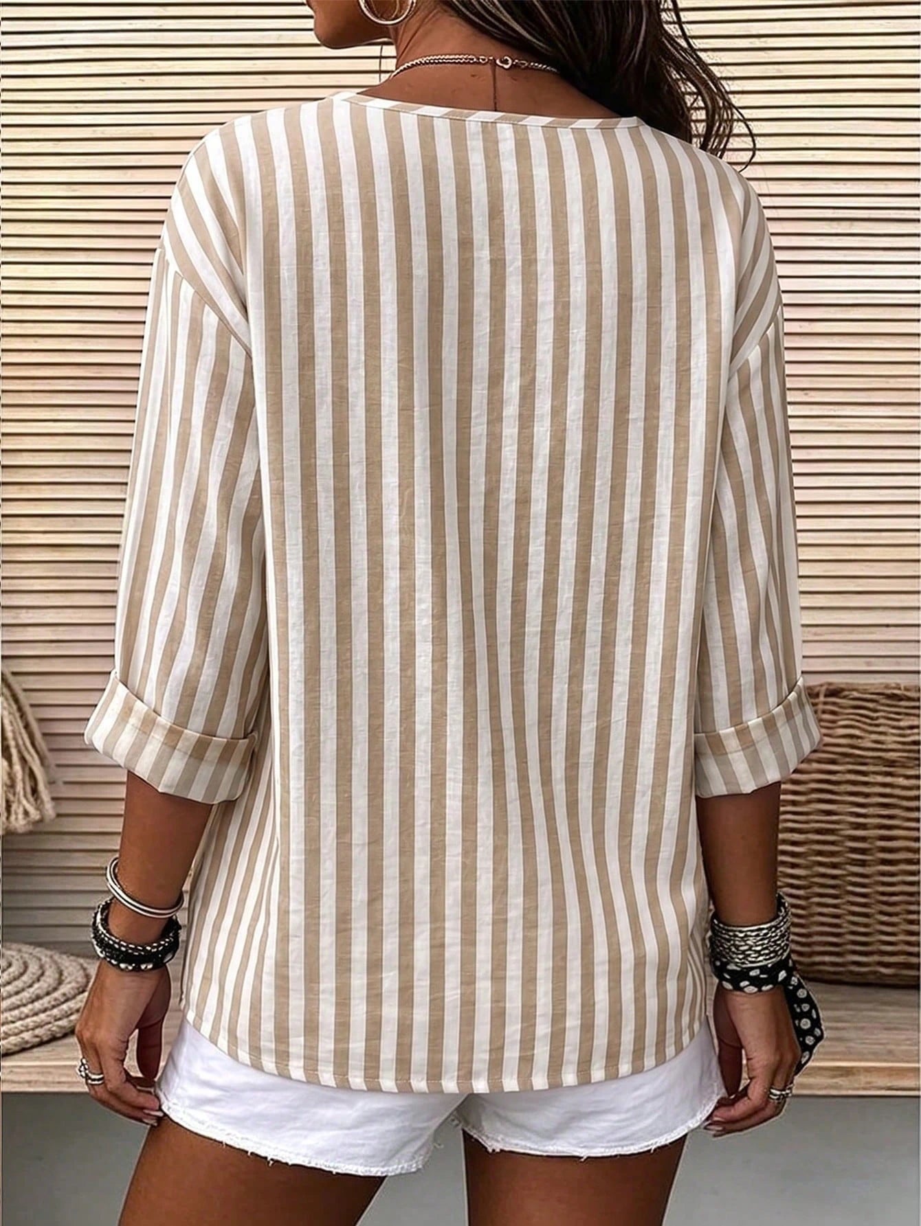 Zayélia Lady's Smooth-Woven Elegant And Simple Casual Summer Blouse, Work Shirt